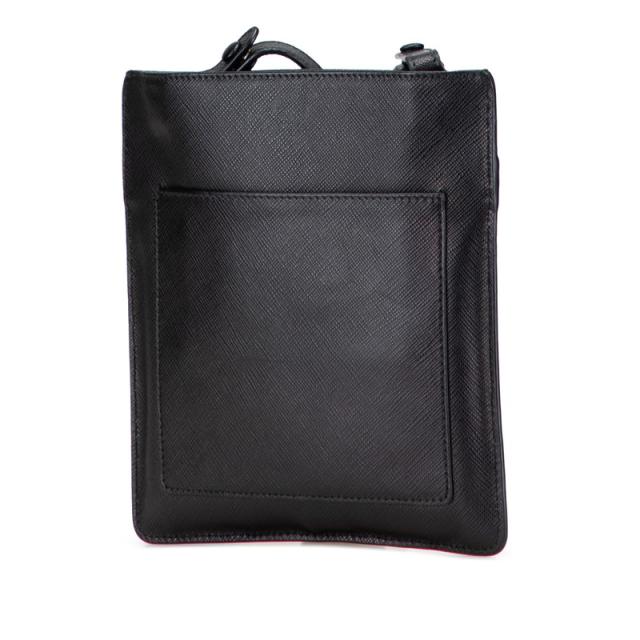 プラダ ロゴ 斜め掛け ショルダーバッグ ブラック サフィアーノ レザー レディース PRADA 【中古】_1