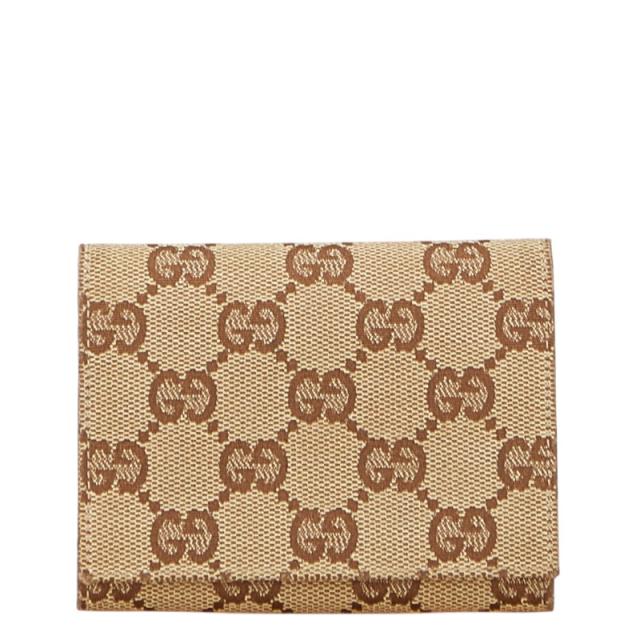 グッチ GGキャンバス カードケース パスケース 120965 ベージュ ブラウン キャンバス レザー レディース GUCCI 【中古】
