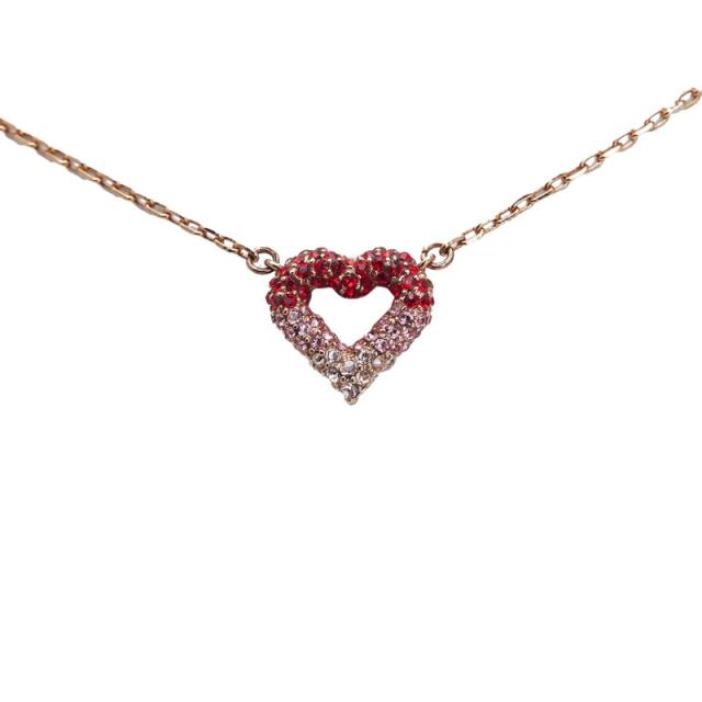 ルイ ヴィトン ストラスハート ネックレス M68159 ゴールド レッド ピンク メッキ ラインストーン レディース LOUIS VUITTON 【中古】_1