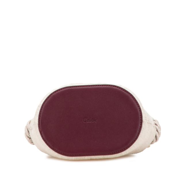 クロエ KEY キー バケットバッグ スモール ショルダーバッグ ベージュ ワインレッド レザー リネン レディース Chloe 【中古】 クロエ KEY キー バケットバッグ スモール ショルダーバッグ ベージュ
