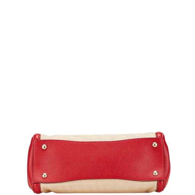 プラダ ハンドバッグ ショルダーバッグ 2WAY BN2595 ベージュ レッド キャンバス サフィアーノレザー レディース PRADA 【中古】_2