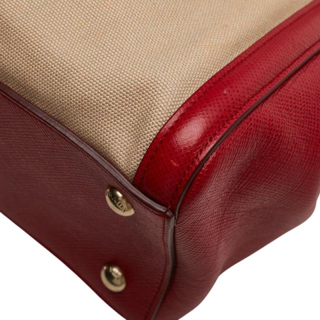 プラダ ハンドバッグ ショルダーバッグ 2WAY BN2595 ベージュ レッド キャンバス サフィアーノレザー レディース PRADA 【中古】_4
