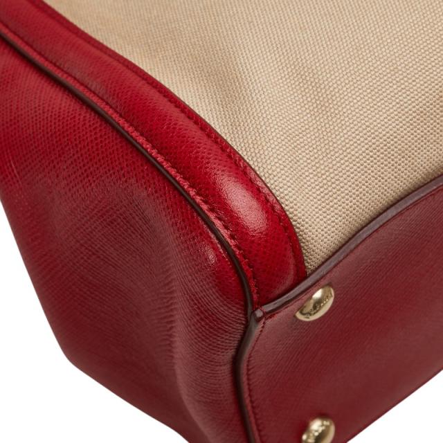 プラダ ハンドバッグ ショルダーバッグ 2WAY BN2595 ベージュ レッド キャンバス サフィアーノレザー レディース PRADA 【中古】_6