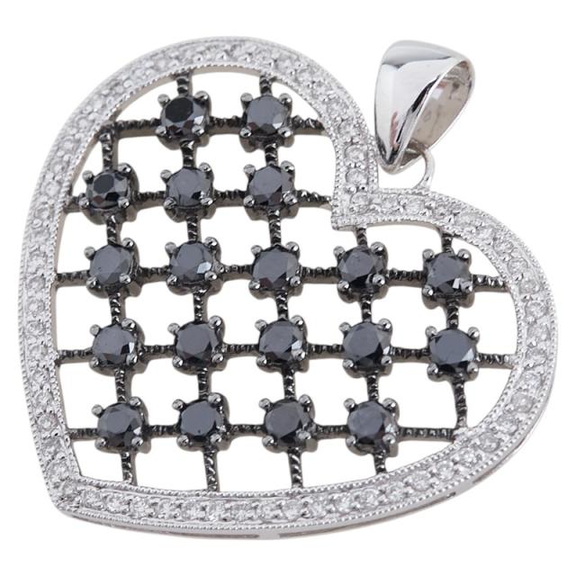 K18WG ホワイトゴールド ダイヤモンド1.20ct ハート モチーフ ペンダントトップ レディース 中古
