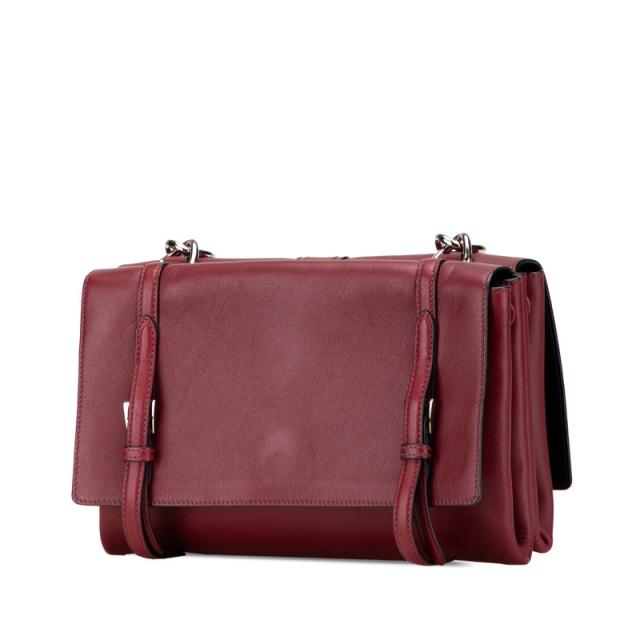 プラダ チェーン ショルダーバッグ B5105C レッド レザー レディース