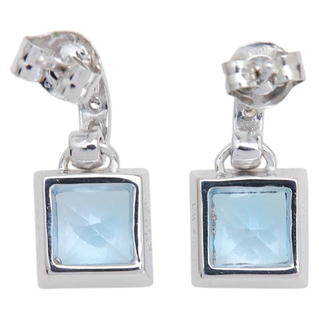 K18WG ホワイトゴールド ブルートパーズ2.56ct ダイヤ0.04ct ピアス