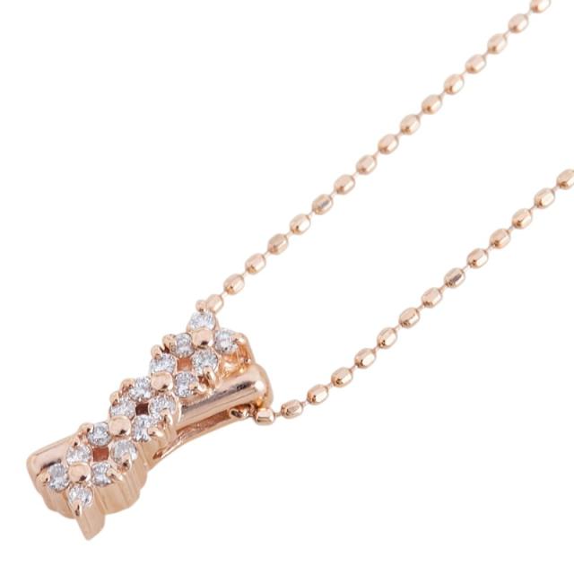 K10PG ピンクゴールド ダイヤ0.10ct ネックレス レディース 中古
