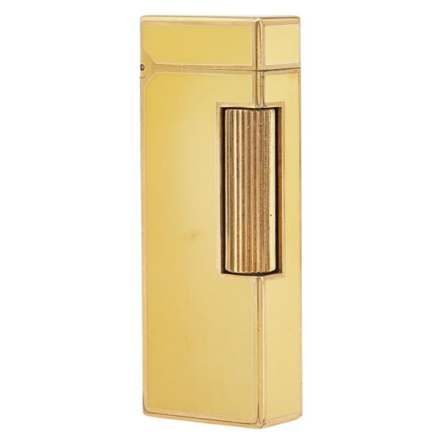 ダンヒル　ローラー式 スクエア ガスライター ゴールド スイス製 外装良品☆Dunhill ダンヒル スクエア 総柄 ローラー式 ガス ライター