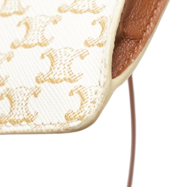 セリーヌ トリオンフ 斜め掛け ショルダーバッグ フォンケース ホワイト ブラウン PVC レザー レディース CELINE 【中古】 セリーヌ トリオンフ 斜め掛け ショルダーバッグ フォンケース