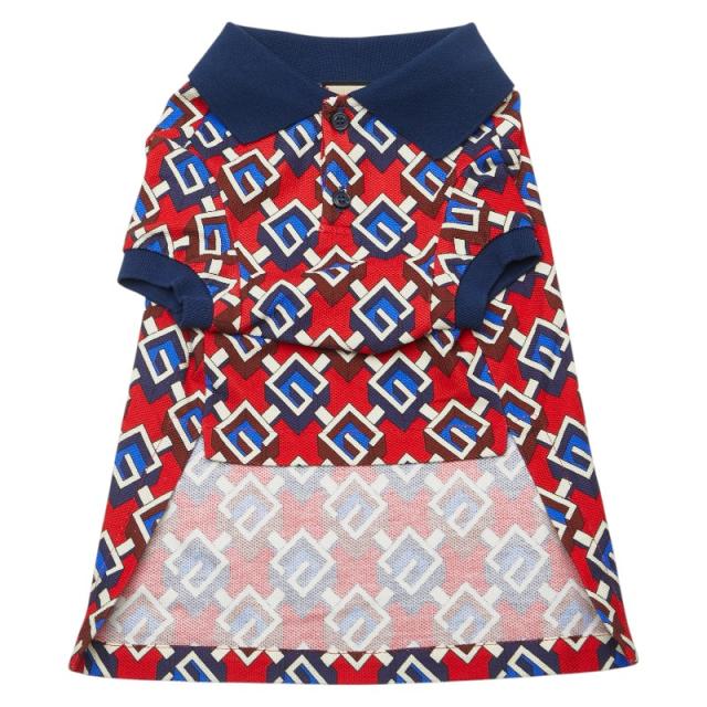 グッチ GGジオメトリック ドッグウェア ペット用 695744 レッド マルチカラー コットン ユニセックス GUCCI 【中古】