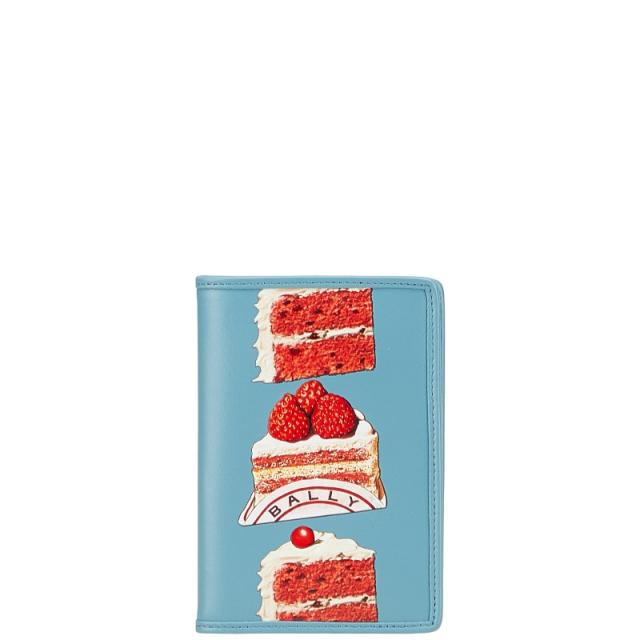 バリー ケーキデザイン パスポートケース ブルー マルチカラー レザー レディース BALLY 【中古】