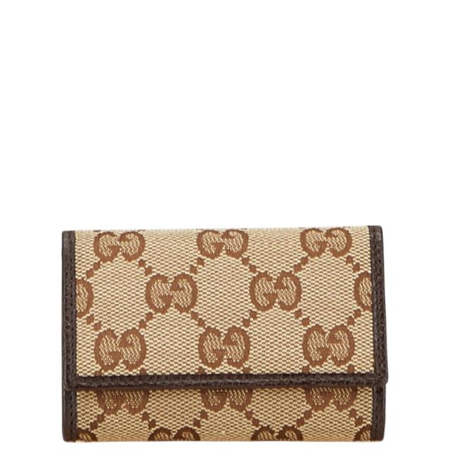 グッチ GGキャンバス 6連 キーケース 138093 ベージュ ブラウン キャンバス レザー レディース GUCCI 【中古】
