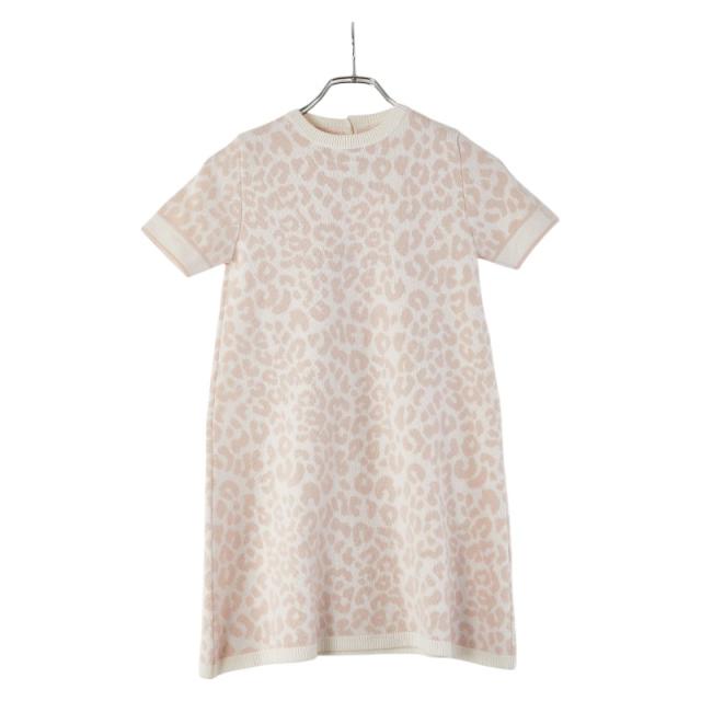 ディオール レオパード ニットワンピース サイズ:12 ピンク ベージュ ウール レディース Dior 【中古】