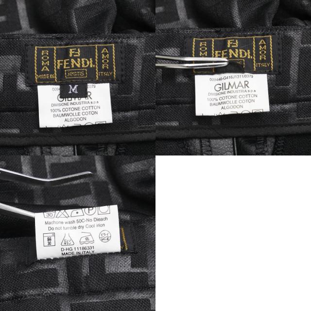 フェンディ ズッカ ジャケット ノースリーブ パンツ セットアップ サイズ：M ブラック コットン レザー レディース FENDI 【中古】 フェンディ ズッカ ジャケット ノースリーブ パンツ セットアップ