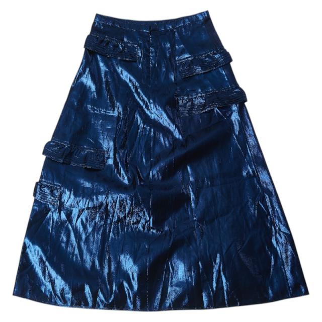 バーバリー スカート フレアスカート サイズ：38 メタリックブルー  