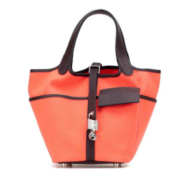 エルメス ピコタンロック カーゴPM ハンドバッグ ローズテキサス ルージュセリエ ヴォースイフト トワルゴエラン HERMES 【中古】