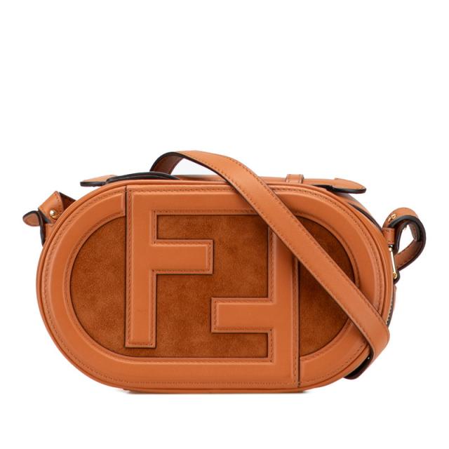 フェンディ オーロック ショルダーバッグ カメラバッグ 2WAY 8BS058 ブラウン スウェット レザー レディース FENDI 【中古】