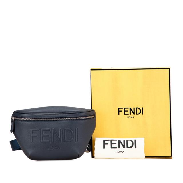 フェンディ ロゴ ボディバッグ ウエストバッグ 7VA562 ネイビー レザー レディース FENDI 【中古】 フェンディ ロゴ ボディバッグ ウエストバッグ 7VA562 ネイビー レザー