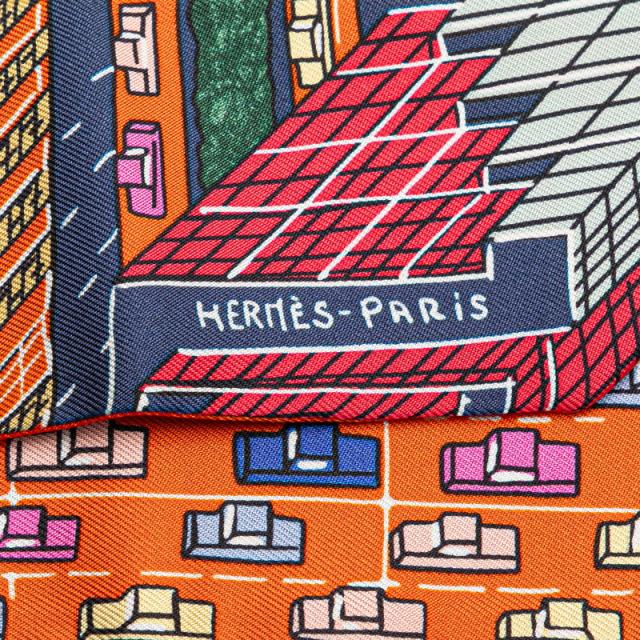 エルメス ツイリー PANTIN CITY パンタンシティ スカーフ オレンジ マルチカラー シルク レディース HERMES 【中古】 エルメス ツイリー PANTIN CITY パンタンシティ スカーフ オレンジ