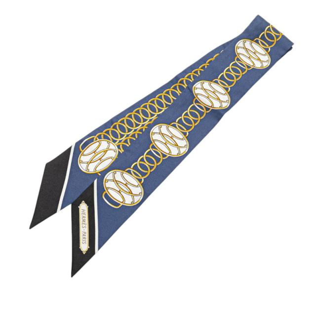 エルメス ツイリー Lift Profile リフト プロフィール マリン スカーフ ブルー マルチカラー シルク レディース HERMES 【中古】