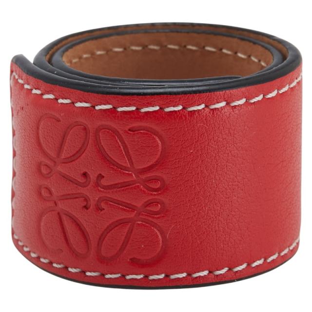 ロエベ アナグラム スモールスラップ ブレスレット レッド レザー レディース LOEWE 【中古】