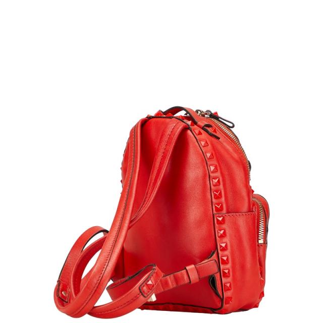 ヴァレンティノ ロックスタッズ リュック バックパック レッド レザー レディース VALENTINO 【中古】_1