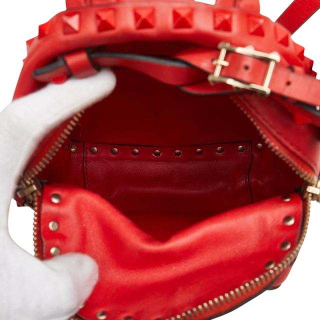 ヴァレンティノ ロックスタッズ リュック バックパック レッド レザー レディース VALENTINO 【中古】_8