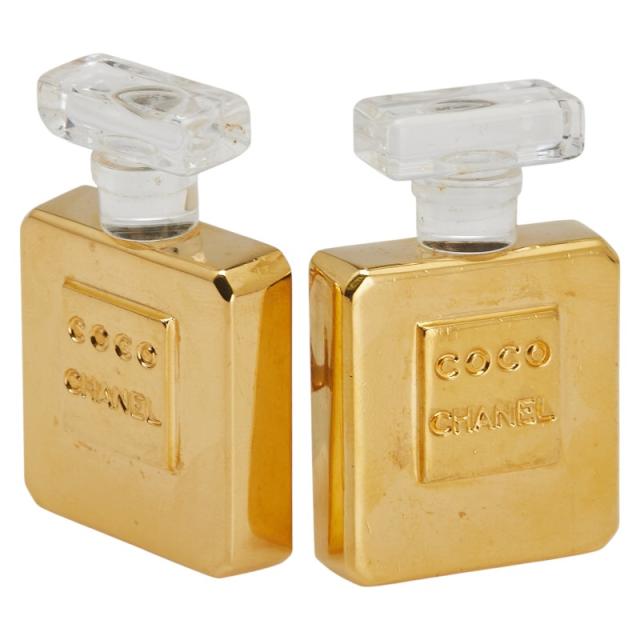 シャネル パフュームボトル 香水 イヤリング ゴールド クリア メッキ プラスチック レディース CHANEL 【中古】