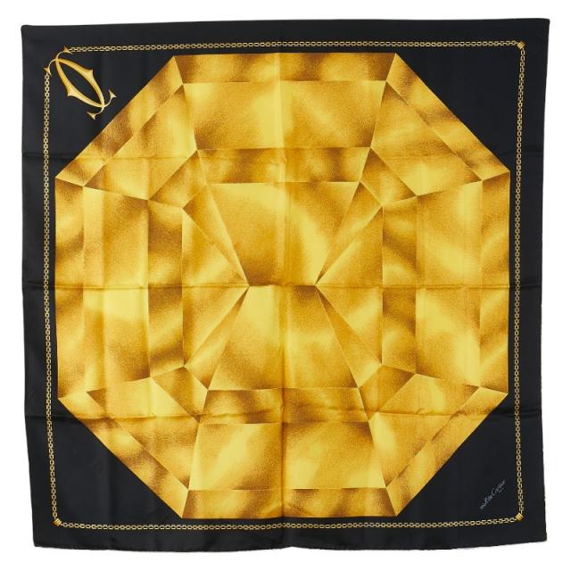 カルティエ スカーフ ブラック マルチカラー シルク レディース CARTIER 【中古】