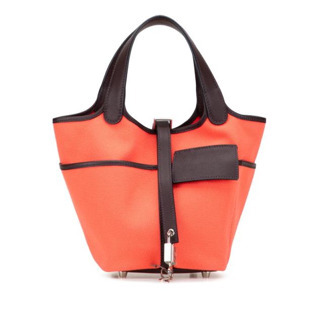 エルメス ピコタンロック カーゴPM ハンドバッグ ローズテキサス ルージュセリエ ピンク ヴォースイフト トワルゴエラン HERMES 【中古】