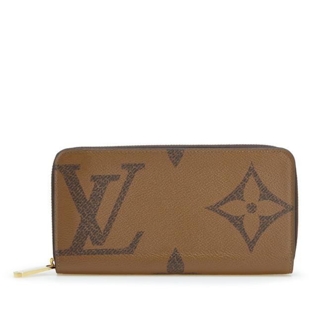 ルイ ヴィトン モノグラム ジャイアント リバース 長財布 ラウンドファスナー M69353 ブラウン PVC レザー LOUIS VUITTON 【中古】