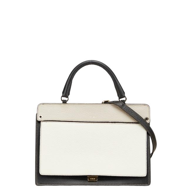 フルラ ハンドバッグ ショルダーバッグ 2WAY ブラック ホワイト ベージュ レザー レディース Furla 【中古】