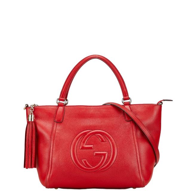 グッチ ソーホー ハンドバッグ ショルダーバッグ 2WAY レッド レザー レディース GUCCI 【中古】