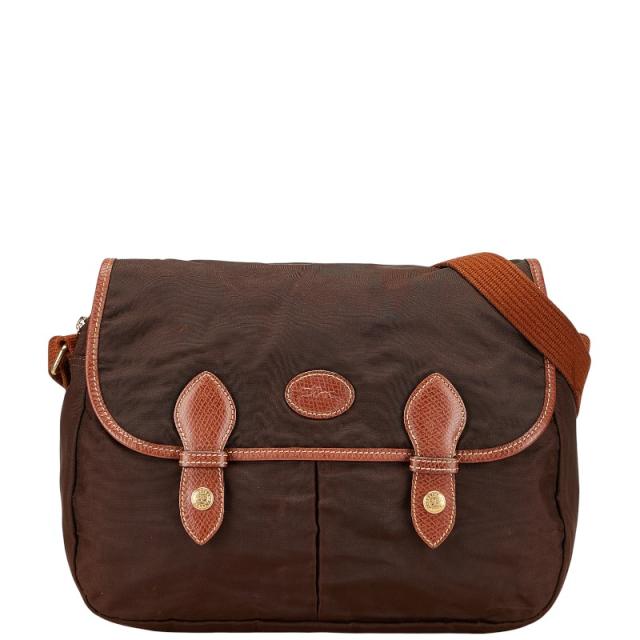 ロンシャン 斜め掛け ショルダーバッグ ブラウン ナイロン レザー レディース Longchamp 【中古】