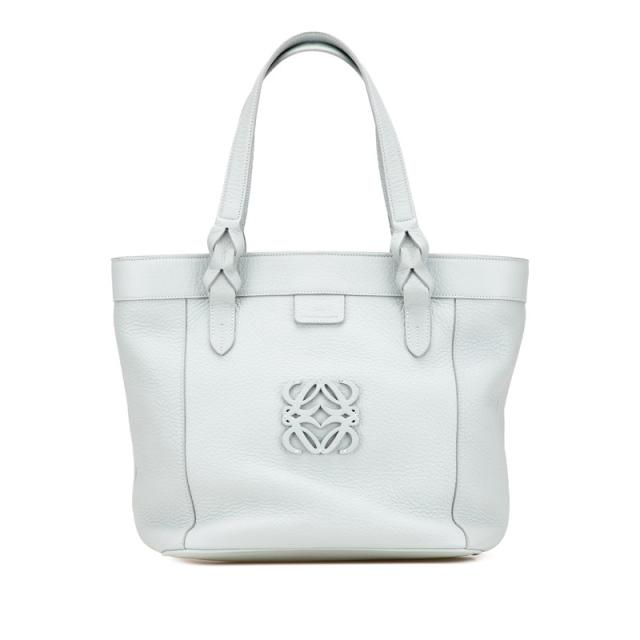 ロエベ アナグラム フスタ ハンドバッグ トートバッグ ベビーブルー レザー レディース LOEWE 【中古】