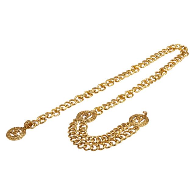 シャネル ヴィンテージ ココマーク チェーンベルト ゴールド メッキ レディース CHANEL 【中古】