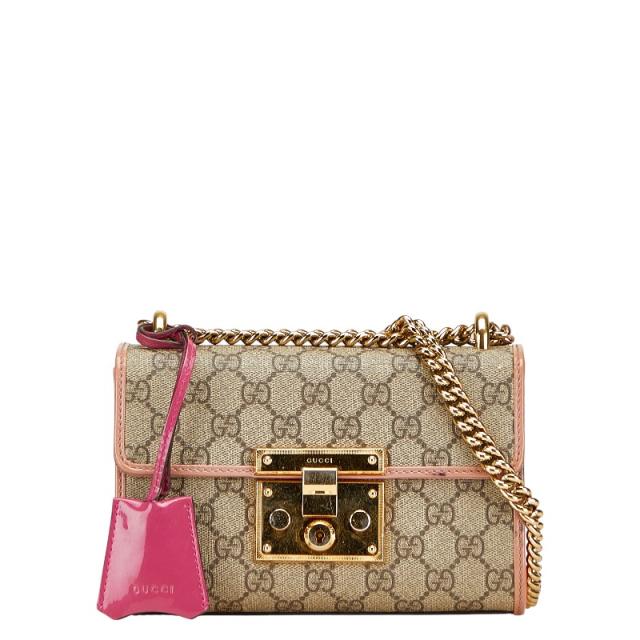 グッチ GGスプリーム ショルダーバッグ 409487 ベージュ レッド オレンジ レザー レディース GUCCI 【中古】