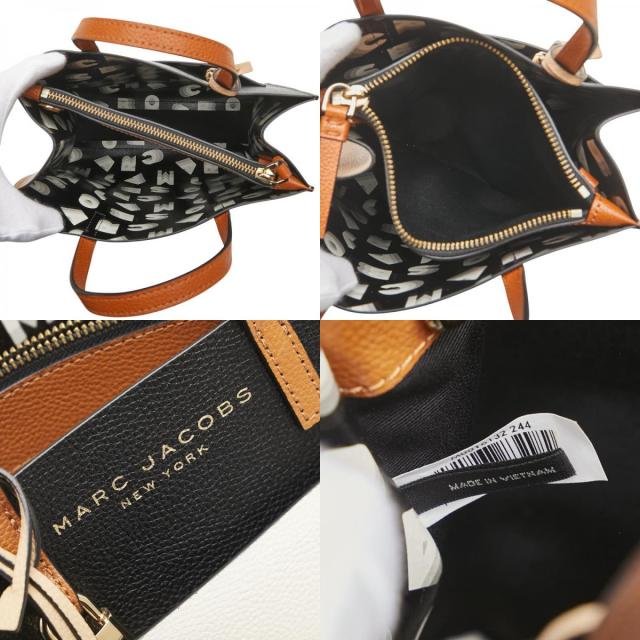 MARC JACOBS ブラック ホワイト トートバッグ マークジェイコブス トートバッグ ブラック ホワイト レザー