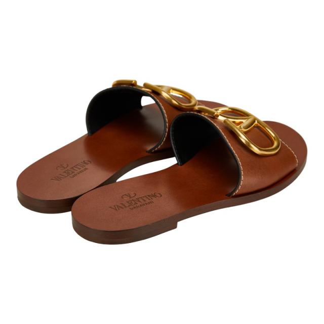 ヴァレンティノ Vロゴ サンダル サイズ:34 1/2 ブラウン ゴールド
