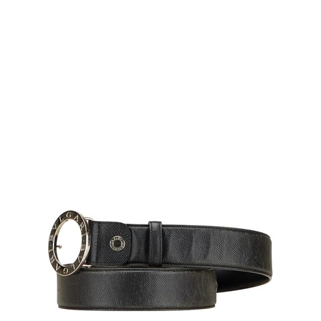 ブルガリ ブルガリブルガリ ベルト ブラック シルバー レザー メンズ  