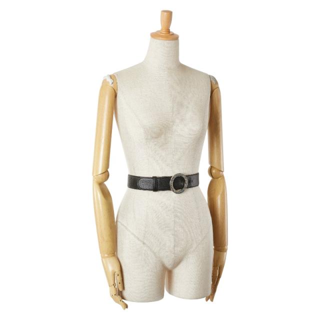 ブルガリ ブルガリブルガリ ベルト ブラック シルバー レザー メンズ  