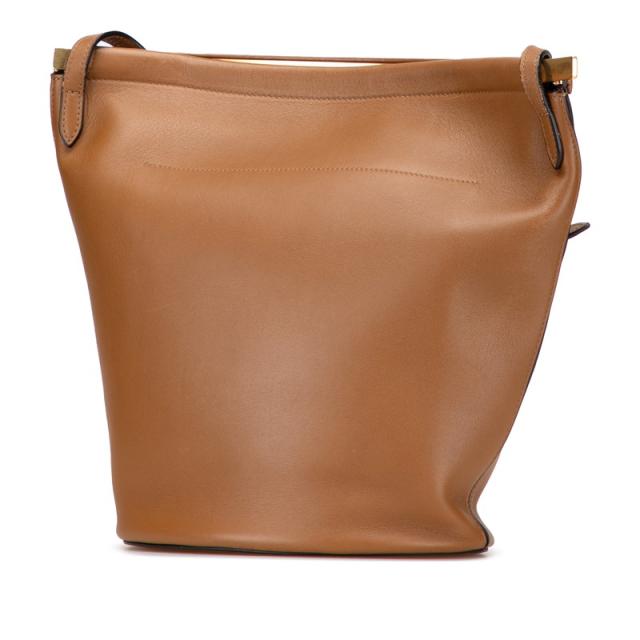 セリーヌ ロゴ クラスプバケット ショルダーバッグ ブラウン レザー レディース CELINE 【中古】_1