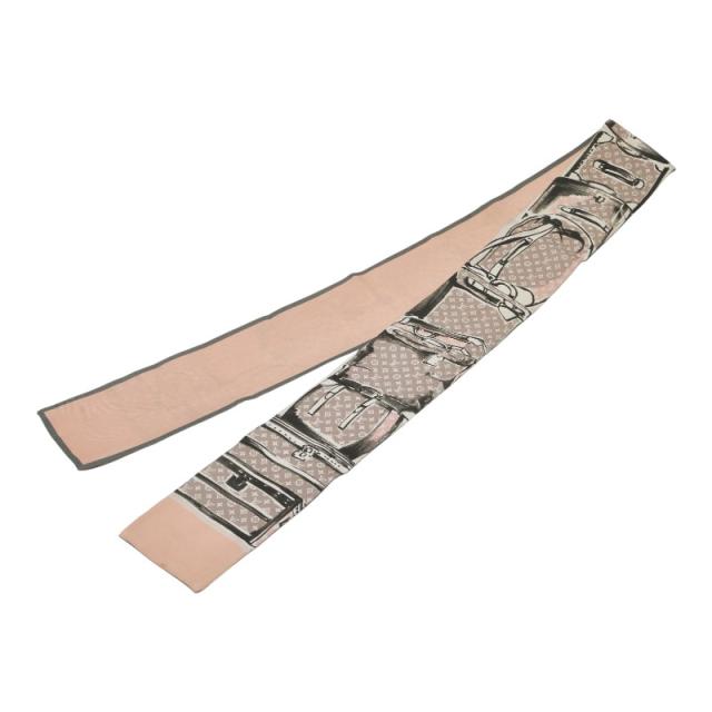 ルイ ヴィトン バンドー トランク スカーフ M73965 ピンク グレー シルク レディース LOUIS VUITTON 【中古】