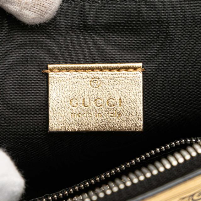 GUCCI(グッチ) ショルダーバッグ GUCCY 511189 黒×ゴールド レザー グッチ(Gucci) GUCCY プリント 511189 レディース レザー ショルダー