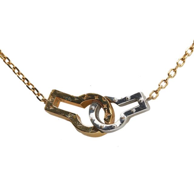 ルイ ヴィトン コリエ ツインロックス ネックレス M64887 ゴールド シルバー メッキ メタル レディース LOUIS VUITTON 【中古】