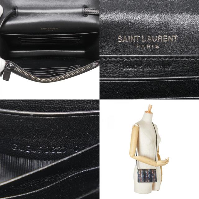 サンローラン YSLロゴ パイソン ショルダーバッグ ブラック マルチ