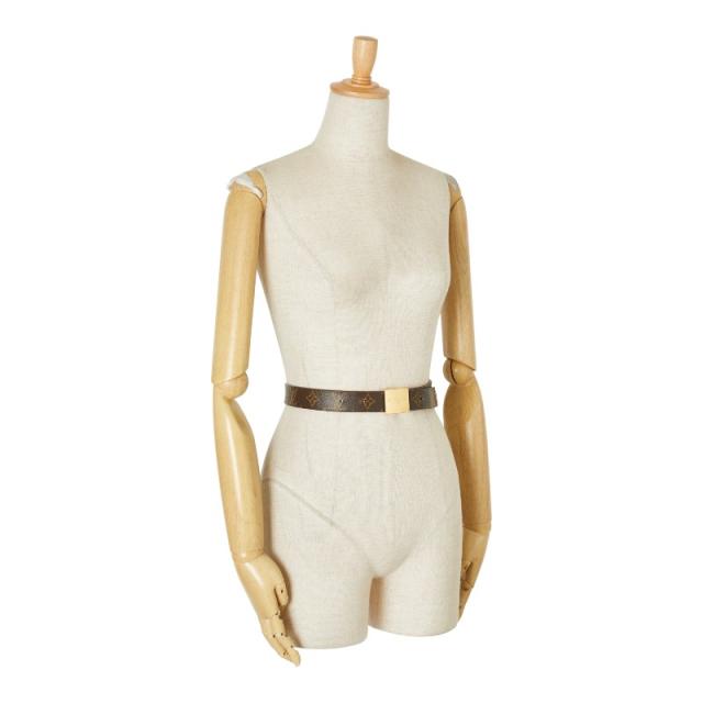 ルイ ヴィトン モノグラム サンチュール キャレ ベルト サイズ:75/30 M6800W ブラウン PVC レザー レディース LOUIS VUITTON 【中古】