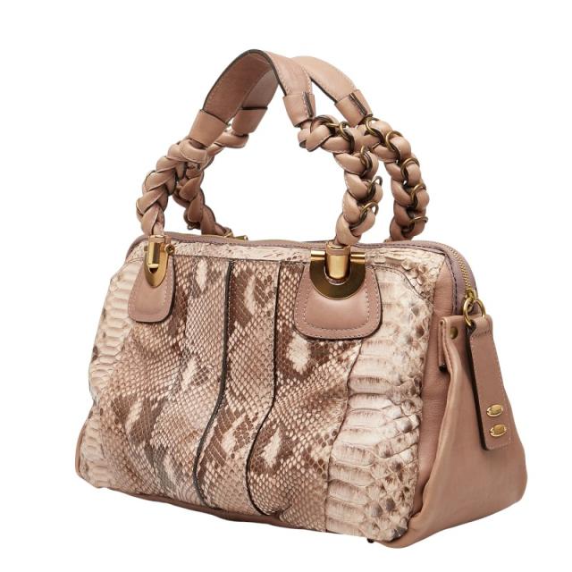 クロエ パイソン ハンドバッグ ベージュ レザー レディース Chloe 【中古】_1