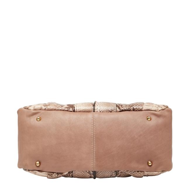 クロエ パイソン ハンドバッグ ベージュ レザー レディース Chloe 【中古】_2