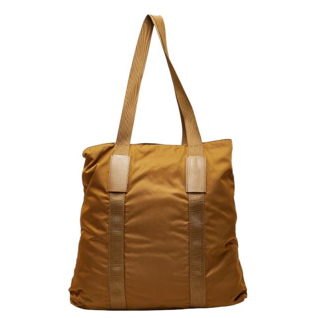 プラダ 三角ロゴプレート トートバッグ ショルダーバッグ ブラウン ナイロン レザー レディース PRADA 【中古】